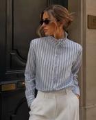 Danielle Striped Ruffled Collar Shirt - S/M-10-12 image
