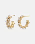 Sophia Pearl &amp; Rhinestone Hoop Earrings Gold image