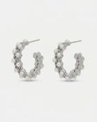 Sophia Pearl &amp; Rhinestone Hoop Earrings Silver image
