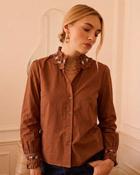 Katie Embroidered Collar Camel Blouse - S/10 image