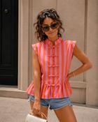 Edwina Striped Ruffle Blouse Orange - M/12 image