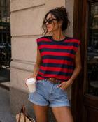 Emery  Striped Oversized T-Shirt - Dark Red - M/L - 12-14 image