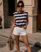 Emery  Striped Oversized T-Shirt - Pink and Navy - M/L - 12-14
