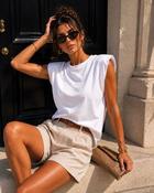 Ebony Sleeveless T-Shirt with Structured Shoulders - White - S/M - 8-10