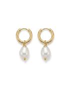 Kayla Pearl Drop Hoop Earrings image