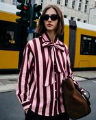Aliyah Striped Tie-Neck Shirt - Burgundy and Pink - M/12-14 image