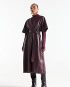 Linn Wine-Red Leather-Look Wrap Dress - UK 14 / XL / 42 image