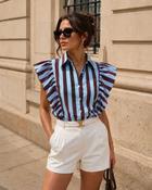 Ella Sleeveless Ruffled Striped Shirt - M/12 image