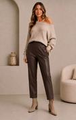 Darling Faux Leather Barrel Leg Trousers Chocolate Brown - Sm/8-10