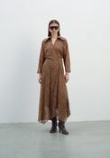 Kameya Kanta Dress with Lace Patterned Waist Detail - Brown - UK 12/40 image