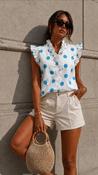 Elaine Polka Dot Ruffle Sleeveless Blouse - M/L image