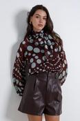 Lola Sheer Polka Dot Blouse - Burgundy - M -  UK 10/12