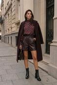 Lorraine Mock Neck Polka Dot Blouse - Burgundy - L - UK 12/14