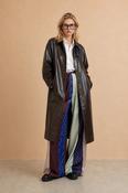 Angie Long Faux Leather Trench Coat - Chocolate - M/L-14-16 image
