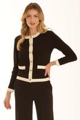 Pomodoro Contrast Trim Cardigan - Black - Uk 14/40 image