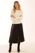 Pomodoro PU Pleated Skirt - Black - Uk 14/40 image