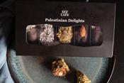 Palestinian Delights Gift Box | 5 Super Jumbo Medjool Dates Stuffed with Roasted Almonds &amp; Dark Chocolate | 5 Gourmet Toppings Assortment