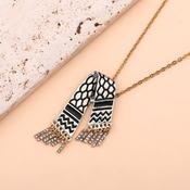 Elegant Stainless Steel Necklace with Folded Keffiyeh Scarf Pendant