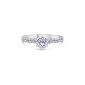 Platinum Brilliant Round &amp; Shoulder Set Diamond Ring, 0.60ct