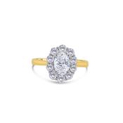 18ct Yellow Gold Oval &amp; Halo Diamond Ring, 1.20ct image