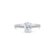 Platinum Oval &amp; Diamond Set Band Ring, 0.88ct image