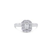 Platinum Emerald &amp; Halo Diamond Ring, 0.61ct image
