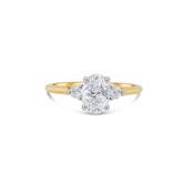 18ct Yellow Gold Oval &amp; Brilliant Round Three Stone Diamond Ring, 1.03ct
