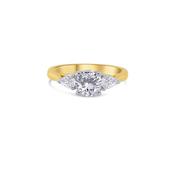 18ct Yellow Gold Round Brilliant &amp; Pear Three Stone Diamond Ring, 1.01ct image