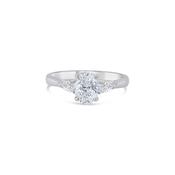 Platinum Oval &amp; Pear Three Stone Diamond Ring, 0.91ct image