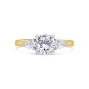 18ct Yellow Gold Brilliant Round &amp; Pear Three Stone Diamond Ring, 1.30ct