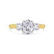 18ct Yellow Gold Oval &amp; Round Three Stone Diamond Ring, 1.30ct