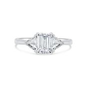 Platinum Emerald &amp; Trillion Three Stone Diamond Ring, 1.40ct