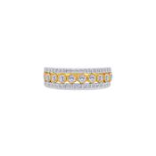 18ct White &amp; Yellow Gold Three Row Brilliant Round Fancy Eternity Ring, 0.90ct image