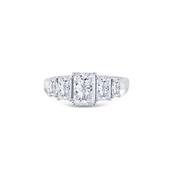 Platinum Graduated Five Stone Radiant Diamond Ring, 1.66ct