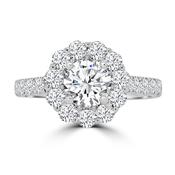 Platinum Shoulder set Brilliant Round &amp; Halo Diamond Ring, 1.19ct image