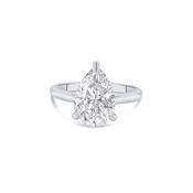 Laboratory Grown, Pear Solitaire &amp; Hidden Halo Diamond, Platinum Band, 3.10ct