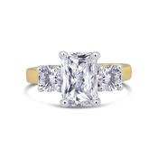 Laboratory Grown, Radiant &amp; Brilliant Round Three Stone, 18ct Yellow Gold Diamond Ring, 2.46ct