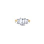 Laboratory Grown, Emerald Three Stone, 18ct Yellow Gold Diamond Ring, 2.99ct