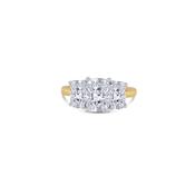 Laboratory Grown, Elongated Cushion Three Stone, 18ct Yellow Gold Diamond Ring, 2.92ct