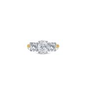 Laboratory Grown, Oval &amp; Round Three Stone, 18ct Yellow Gold Diamond Ring, 2.01ct