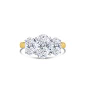 Laboratory Grown, Oval Three Stone Diamond, 18ct Yellow Gold Ring, 2.92ct image