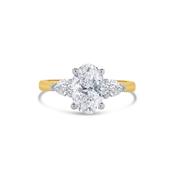 Laboratory Grown, Oval &amp; Pear Three Stone, 18ct Yellow Gold Diamond Ring, 2.16ct image