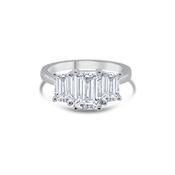 Laboratory Grown Diamond, Emerald Three Stone Ring, Platinum Band, 3.02ct image