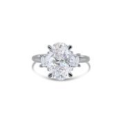 Laboratory Grown Diamond, Oval &amp; Trapezium Cut Three Stone, Platinum Band, 3.01ct image