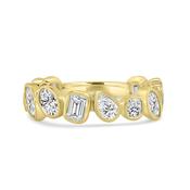 Laboratory Grown, 12 Stone Multi Cut Bezel Set Diamonds, 18ct Yellow Gold Band, 1.64ct