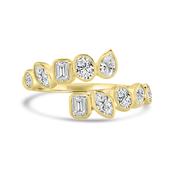Laboratory Grown, Multi Cut Torque Bezel Set Diamonds, 9ct Yellow Gold Band, 0.92ct