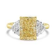 Laboratory Grown, Radiant Yellow Diamond &amp; Half Moon Three Stone Diamond, 18ct Yellow Gold, 3.97ct