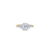 Laboratory Grown, Oval Three Stone &amp; Tapered Baguette Diamond, 18ct Yellow Gold Ring, 1.73ct image