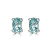 9ct White Gold Oval Aquamarine Earrings