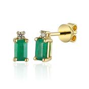 9ct Yellow Gold Octagon Peridot &amp; Diamond Stud Earrings